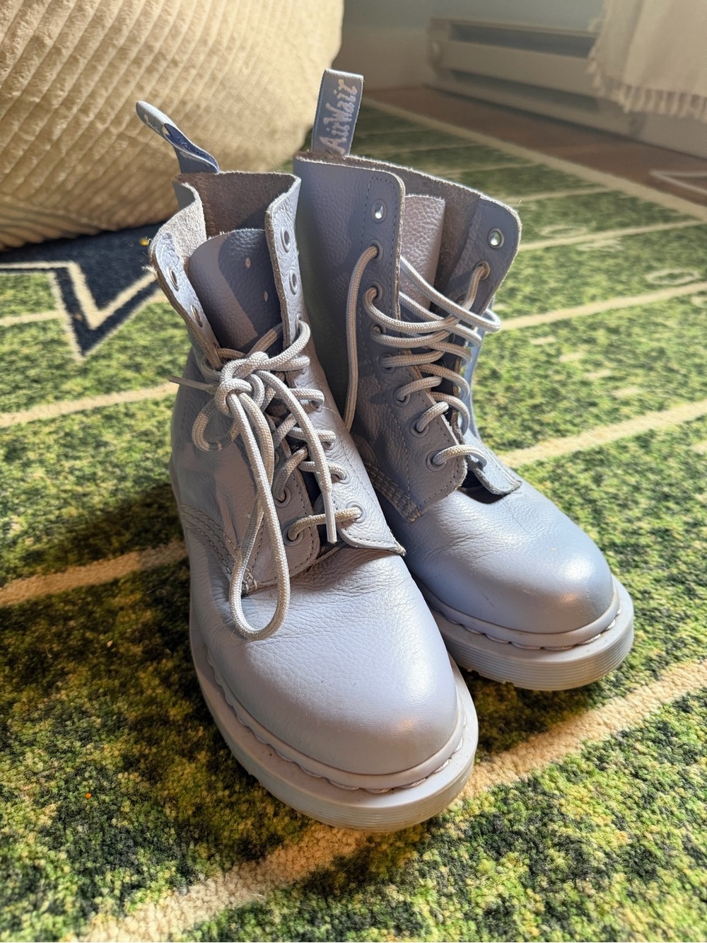 Dr. Martens Pale Blue Leather Lace-Up Boots